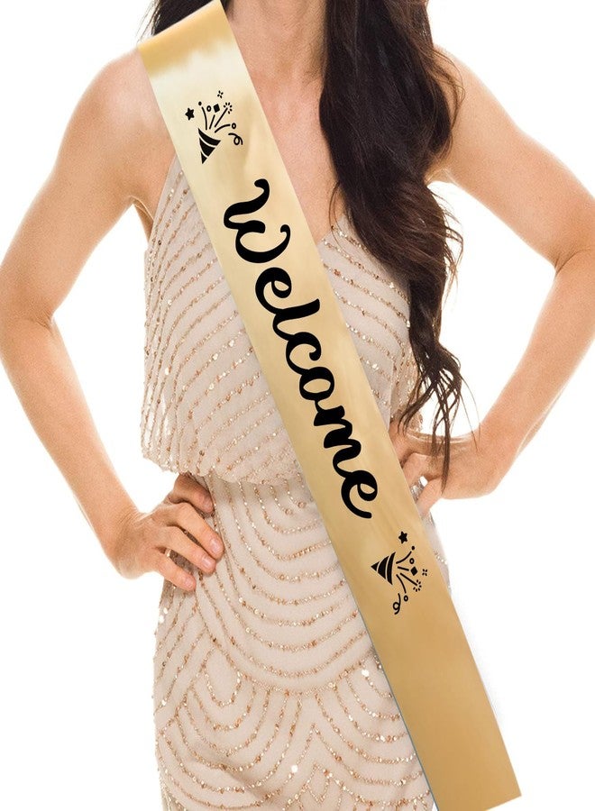 Hubops وشاح ترحيب من HUBOPS للرجال والنساء. مثالي لحفلات العمل، والمناسبات، ولوازم الحفلات، والهدايا، والتوزيعات، والديكورات، وحفلات توديع العزوبية، وأعياد الميلاد (ذهبي). - Image 1